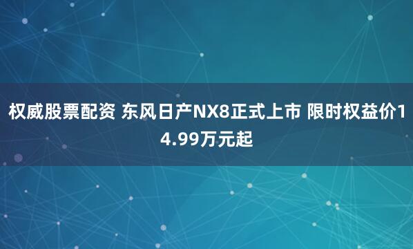 权威股票配资 东风日产NX8正式上市 限时权益价14.99万元起