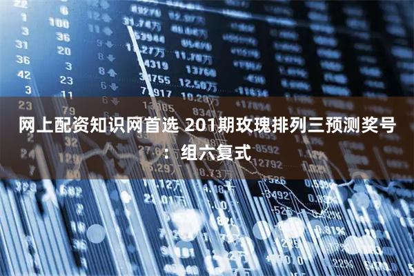 网上配资知识网首选 201期玫瑰排列三预测奖号：组六复式